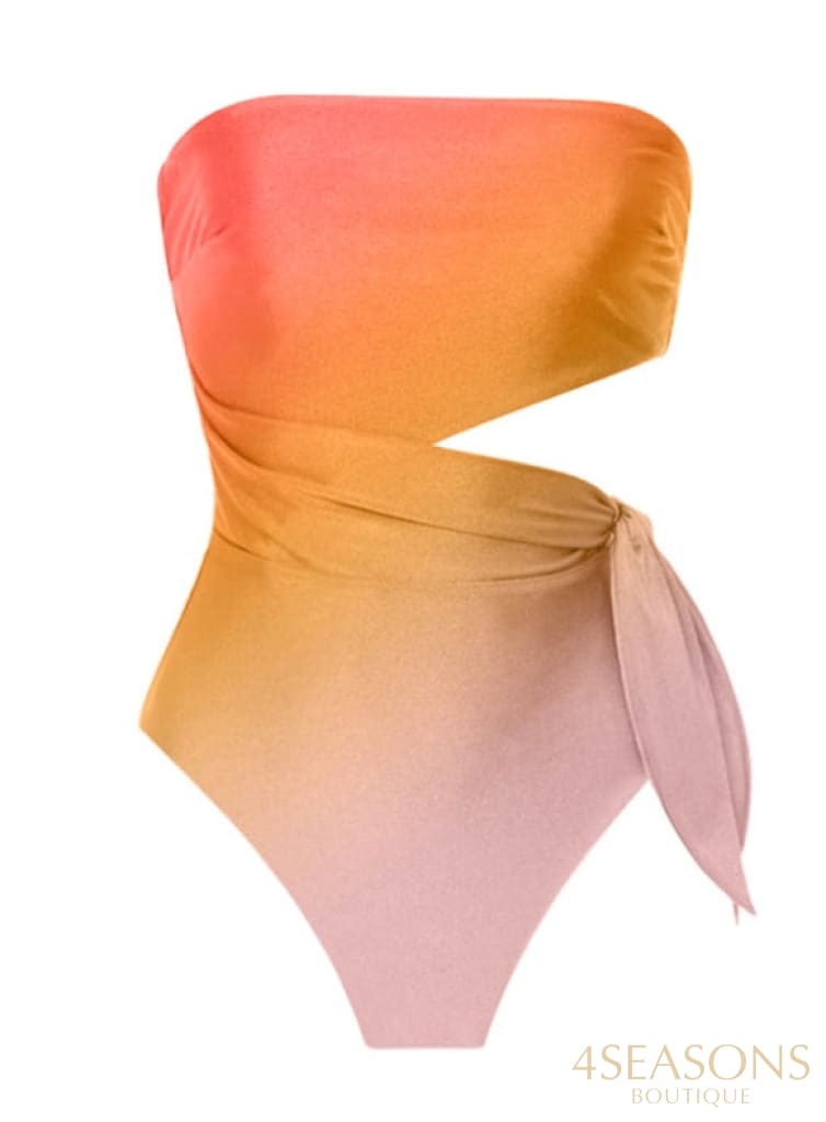 Swimwear Women Bikinis 2022 One Piece Swimsuit Summer Beach Dress Cutout Bandage Backless Bathing