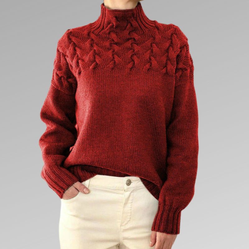 Eva - Women's Jumper with Cable Knit Detail