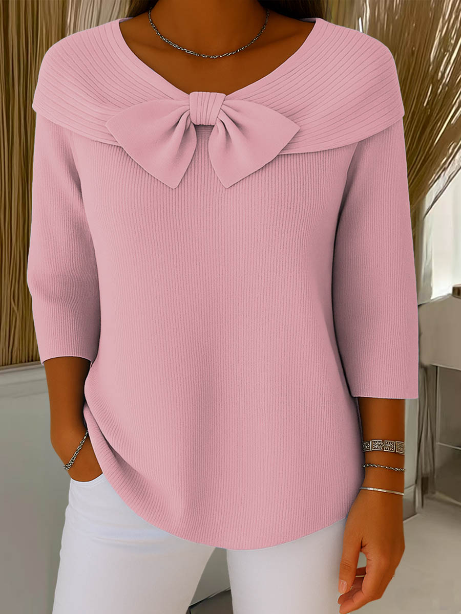Helen™ – Elegant Knitted Jumper with Bow Detail