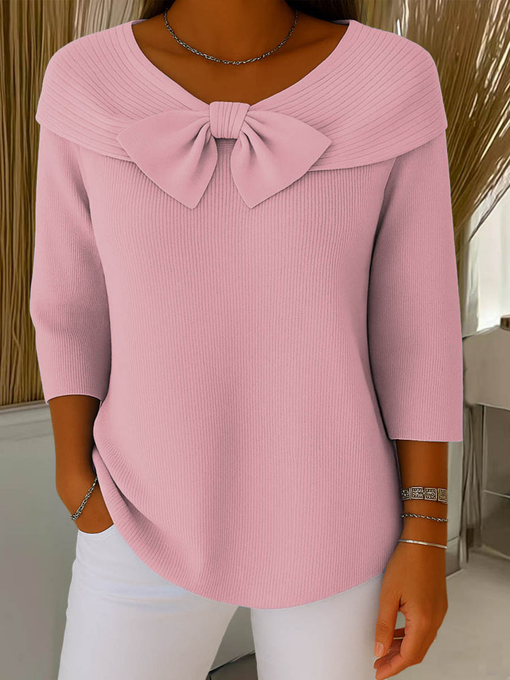 Helen™ – Elegant Knitted Jumper with Bow Detail