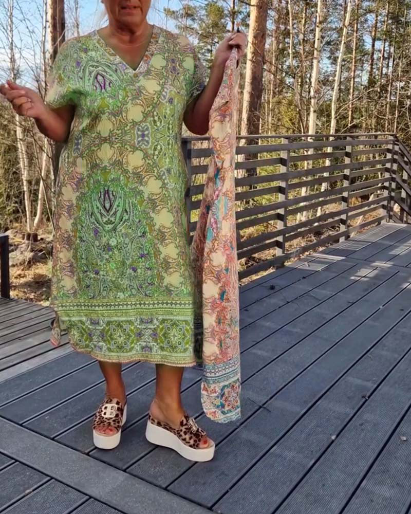 Orla | Ailina – Printed V-neck Dress