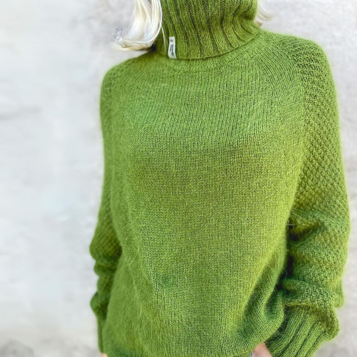 Eleganza™ | Elegant Roll Neck Jumper Angela Apple Green