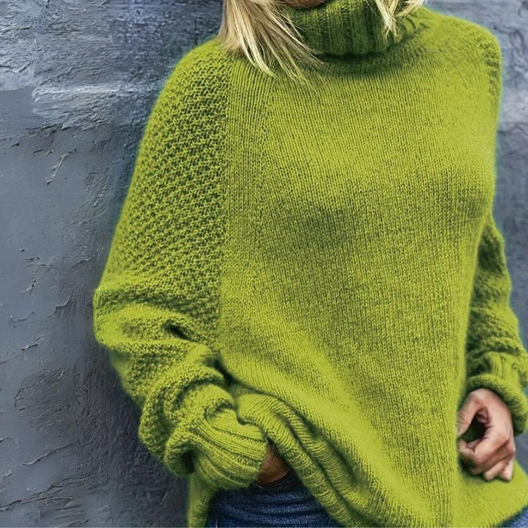 Eleganza™ | Elegant Roll Neck Jumper Angela Apple Green