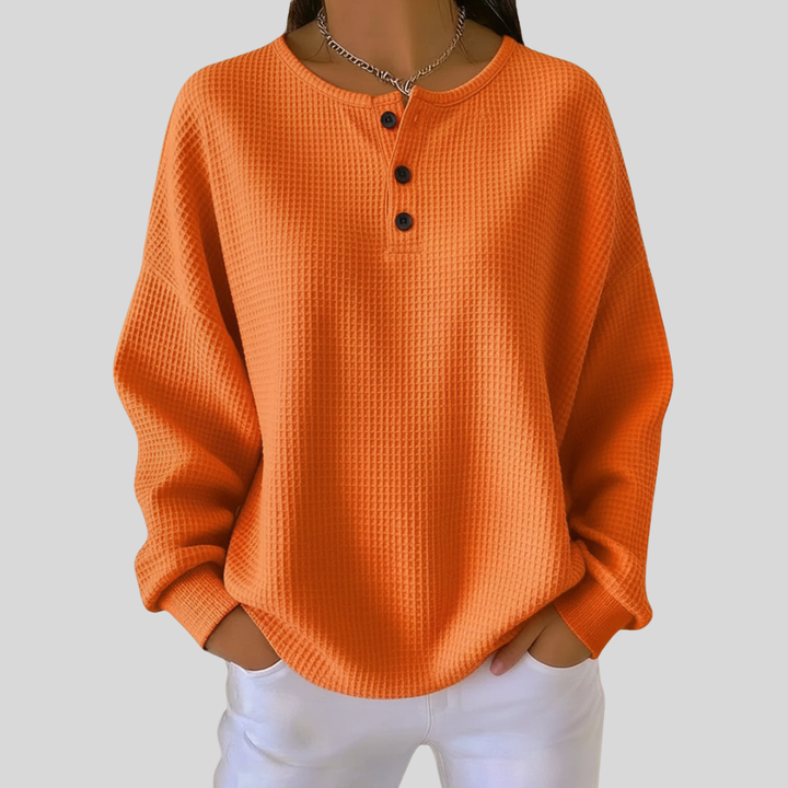Anne™ - Comfortabele sweater met wafelstructuur en kraag 