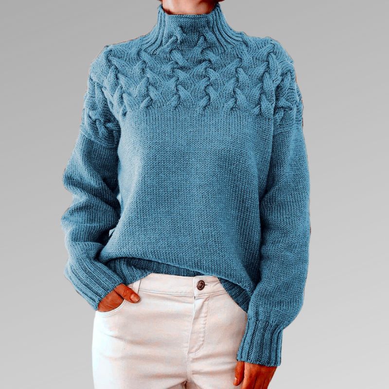 Eva - Women's Jumper with Cable Knit Detail