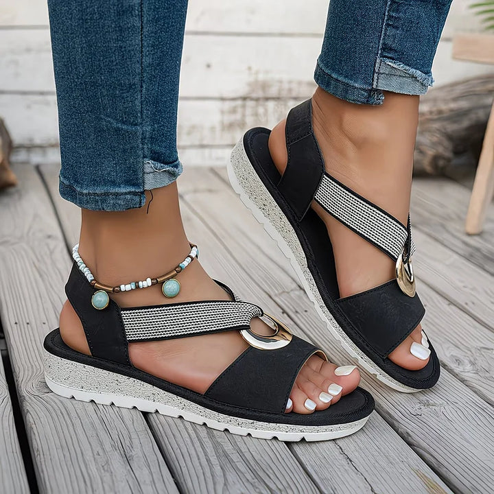 Marlenia - Flat Sandals With Metal Buckle