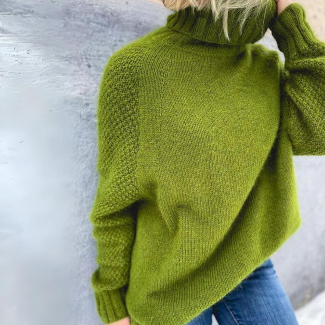 Eleganza™ | Elegant Roll Neck Jumper Angela Apple Green