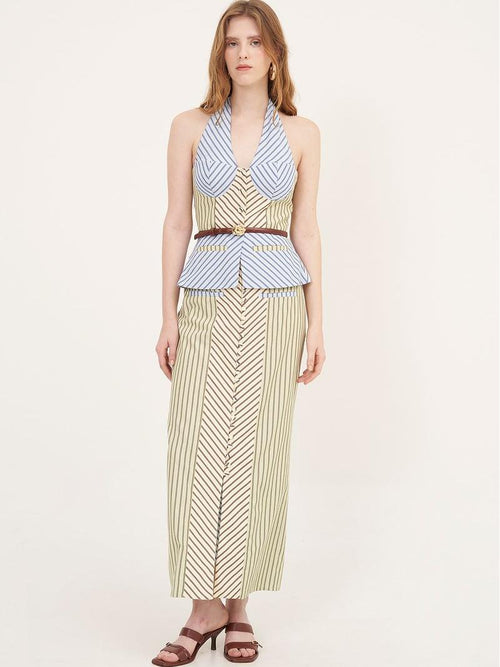 Azure Stripe Two-Piece Set