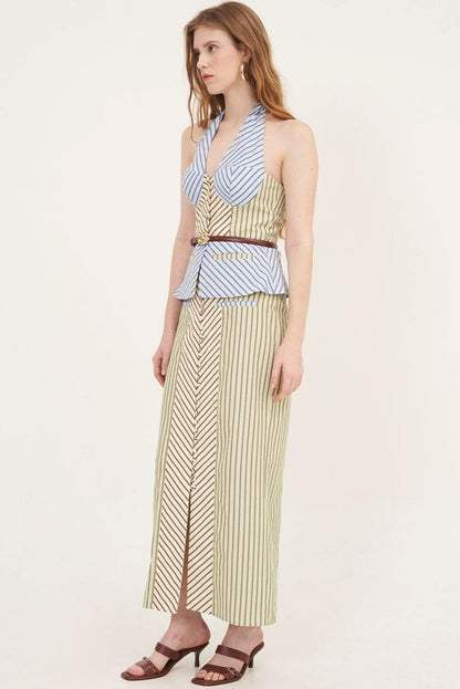 Azure Stripe Two-Piece Set