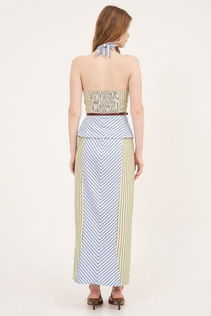 Azure Stripe Two-Piece Set