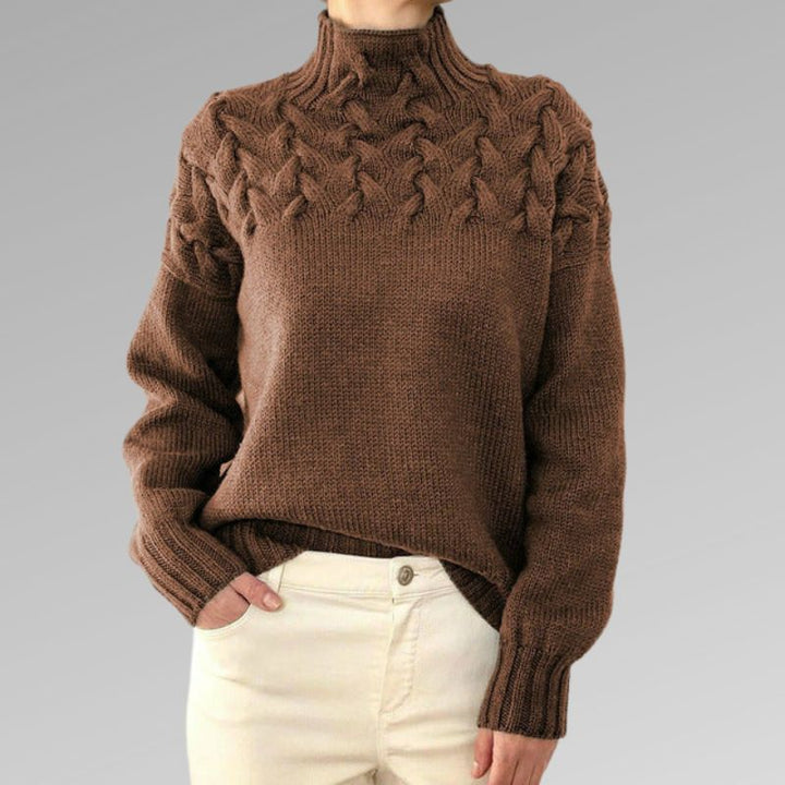 Eva - Women's Jumper with Cable Knit Detail