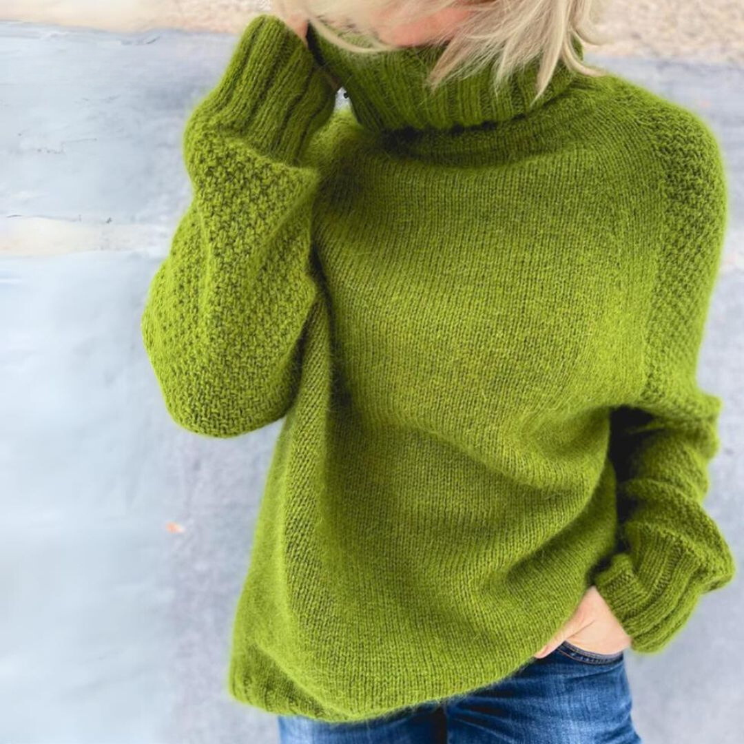 Eleganza™ | Elegant Roll Neck Jumper Angela Apple Green