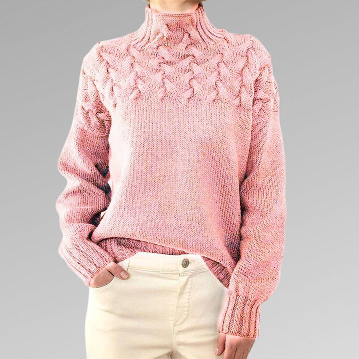 Eva - Women's Jumper with Cable Knit Detail