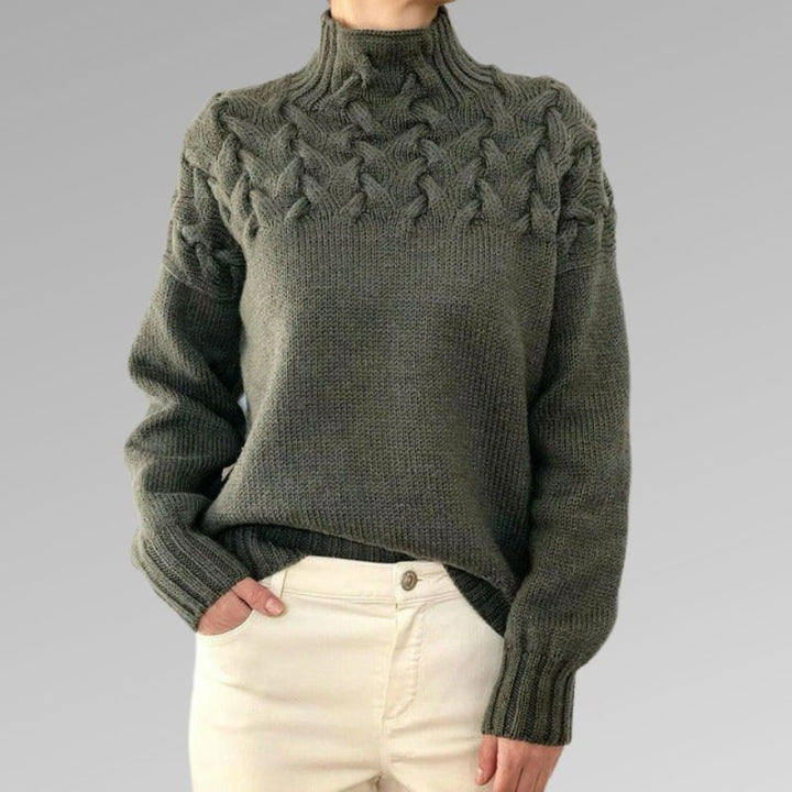 Eva - Women's Jumper with Cable Knit Detail