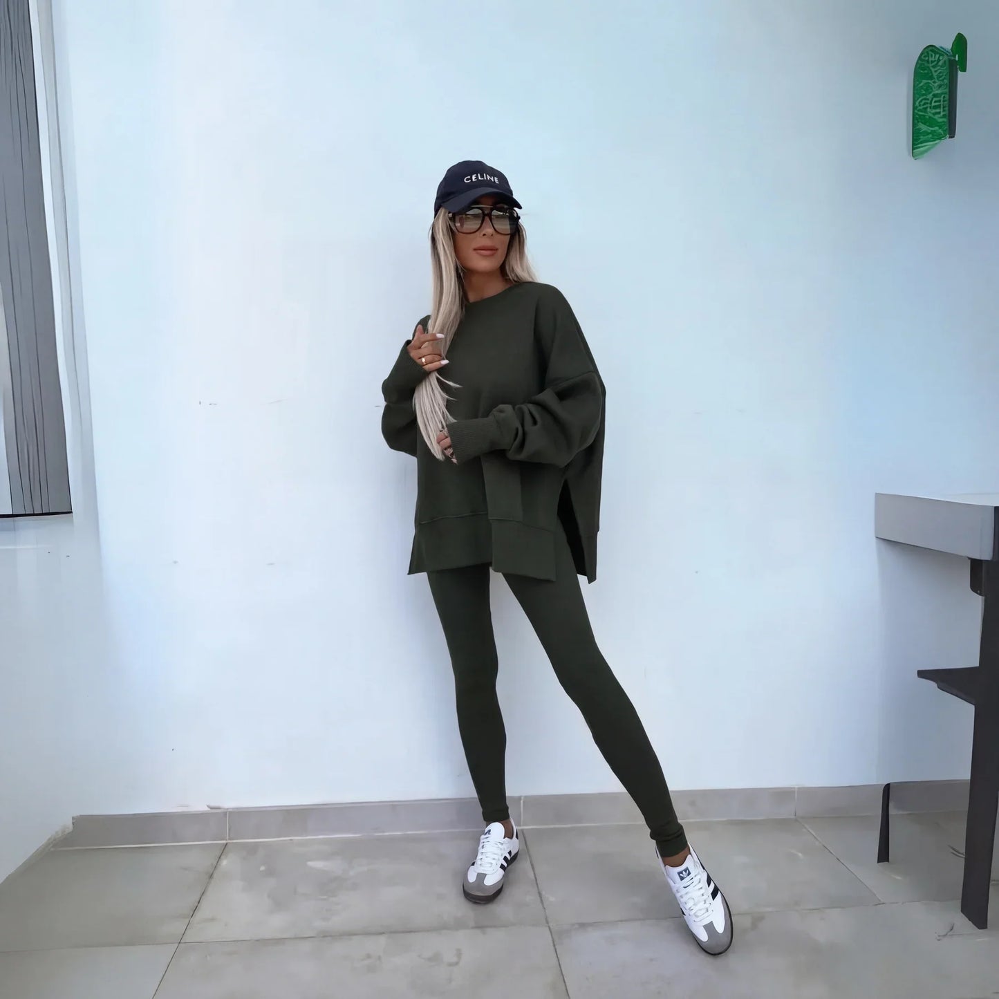 Yachi™ - Casual Long Sleeve Sweatshirt And Pants Set