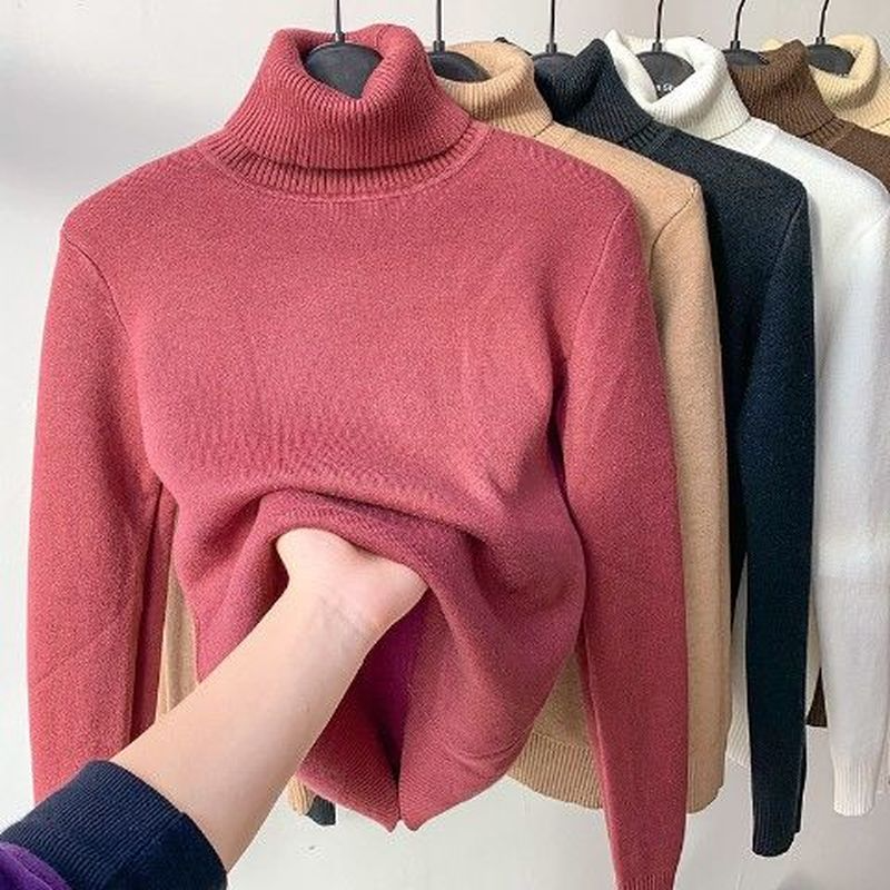 Leonie – Beigefarbener Rollkragenpullover mit Fleecefutter