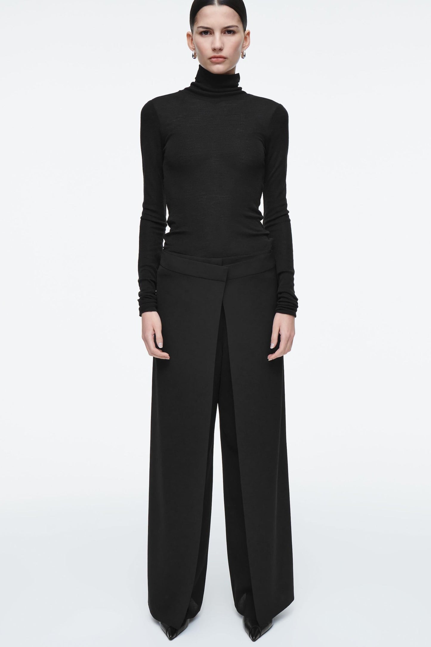 Sleek Wrap-Front Straight-Leg Trousers