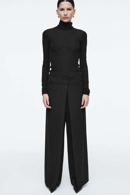 Sleek Wrap-Front Straight-Leg Trousers