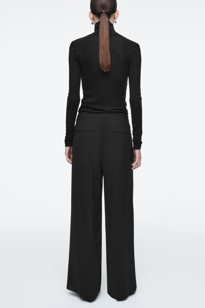 Sleek Wrap-Front Straight-Leg Trousers