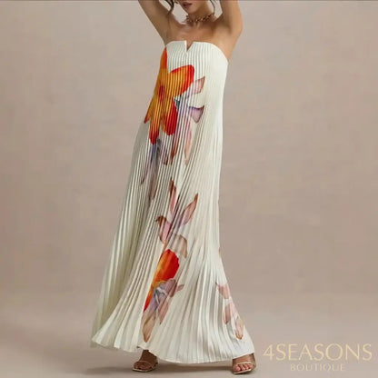 Long Heavy Embroidery Loose Women’s Dress Printed Wrap Chest Cross-Border Independent Station Skirt Ankle-Length