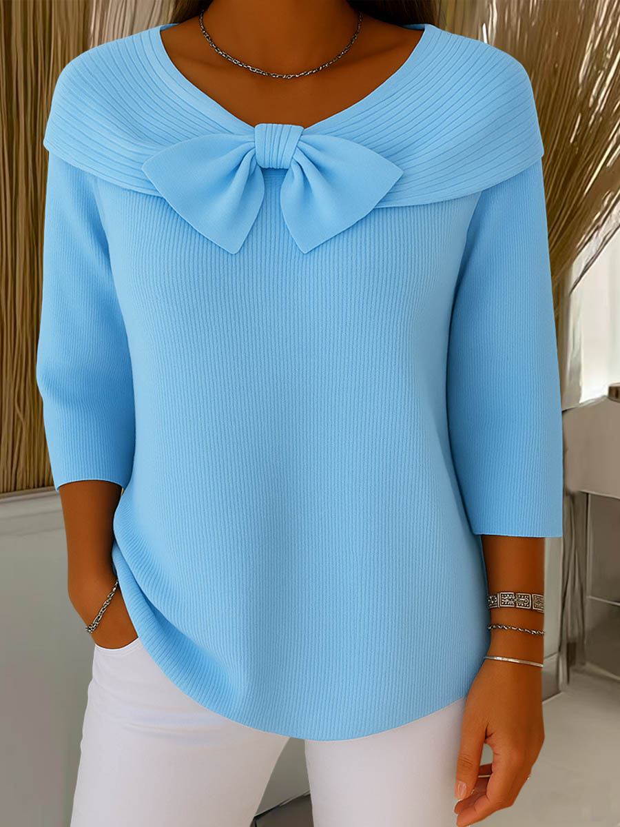 Helen™ – Elegant Knitted Jumper with Bow Detail