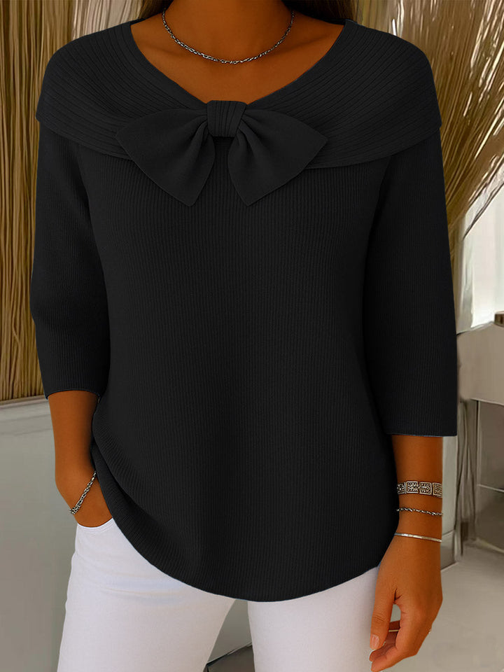 Helen™ – Elegant Knitted Jumper with Bow Detail