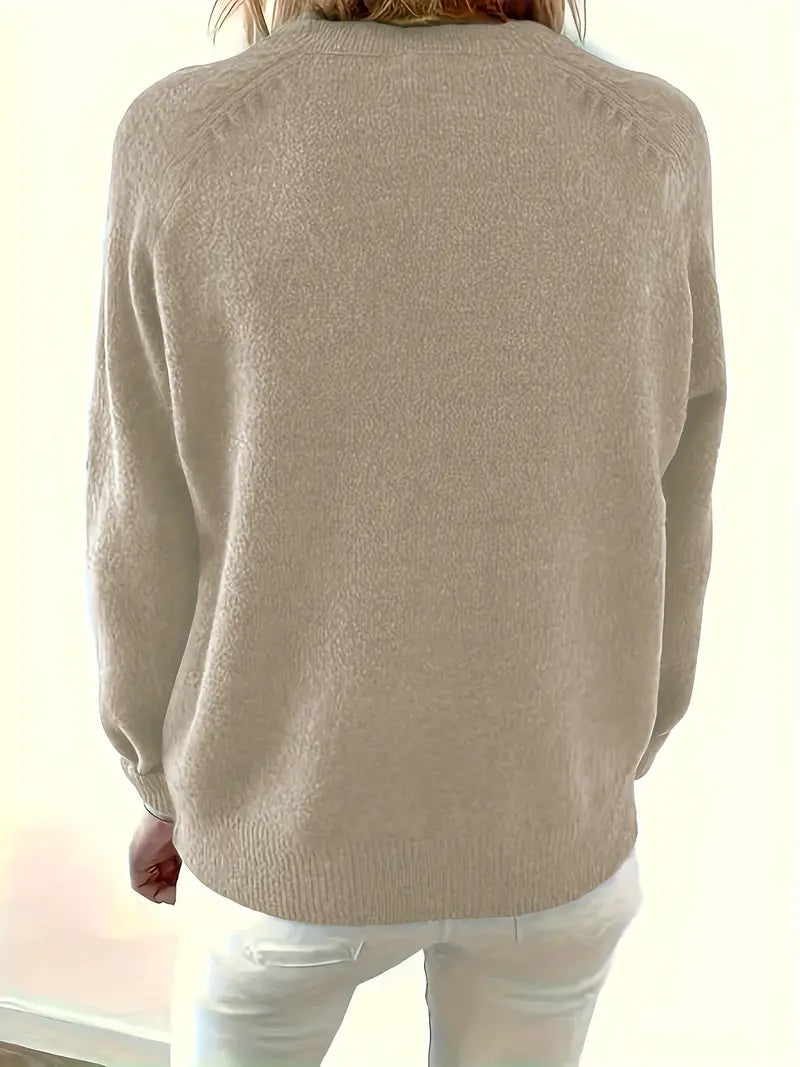 Caroline - Solid Pullover with Half Button Placket