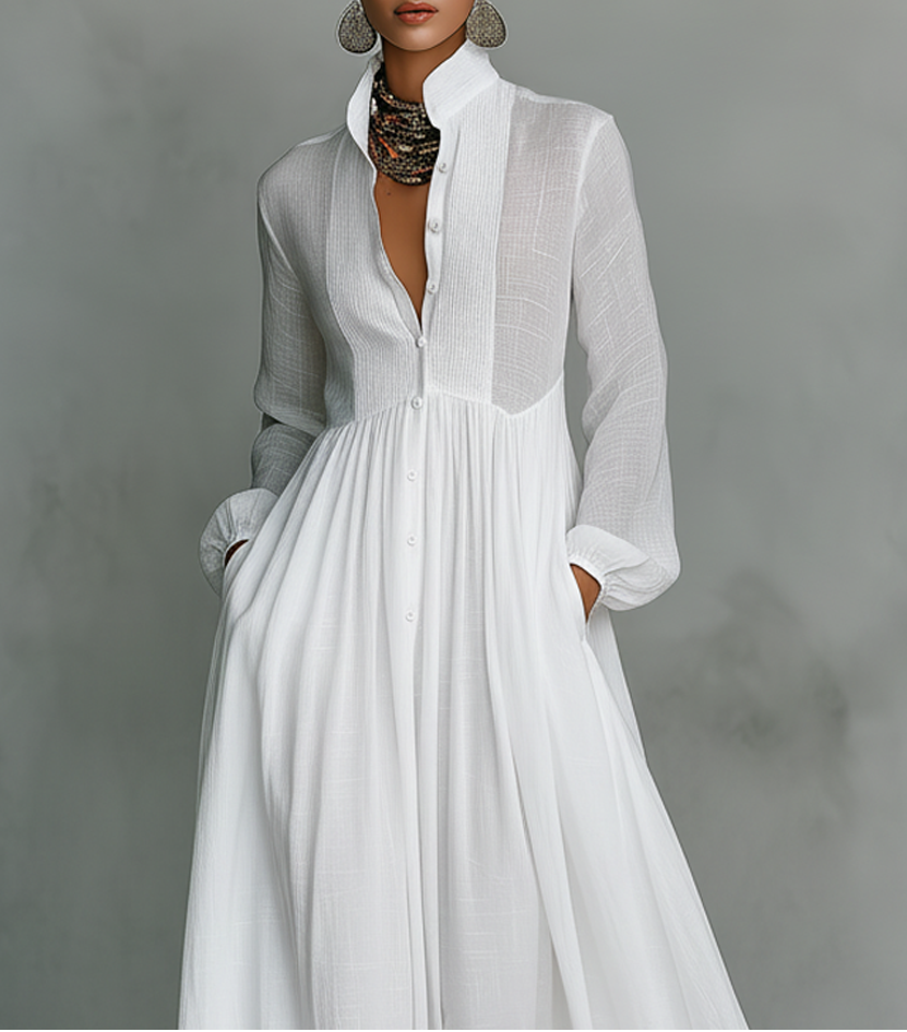 Serena™ | Flowing Button-Front Maxi Dress