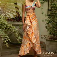 Orange Estampada (bíquini + Parêo)