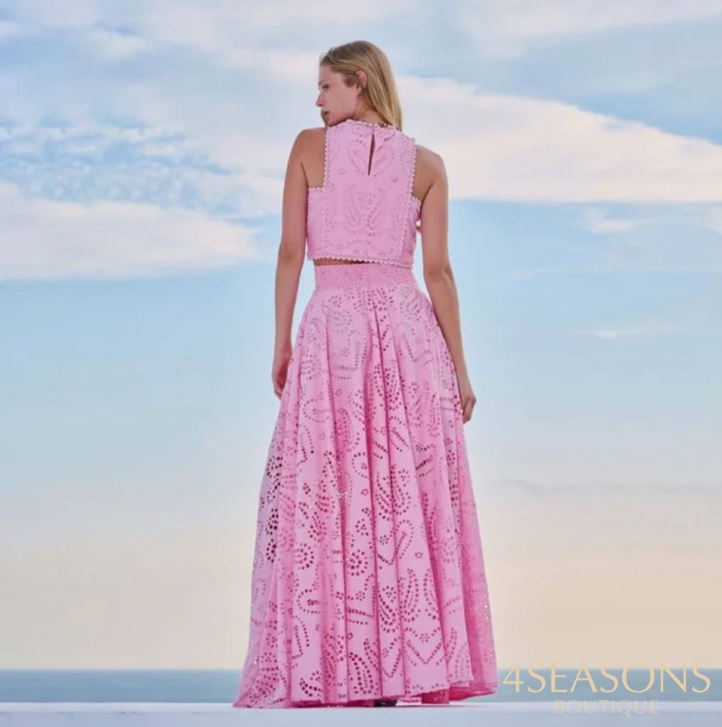 Briana Lace Elegant Cutout Top and Skirt Set