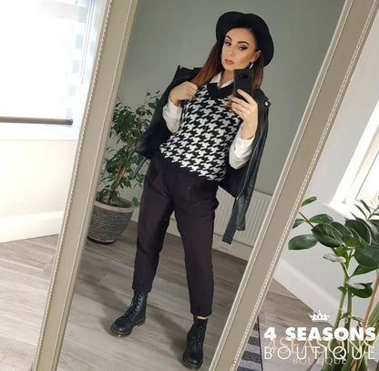 Colete Pied Poule Xadrez Preto Animale - 4 Seasons Boutique