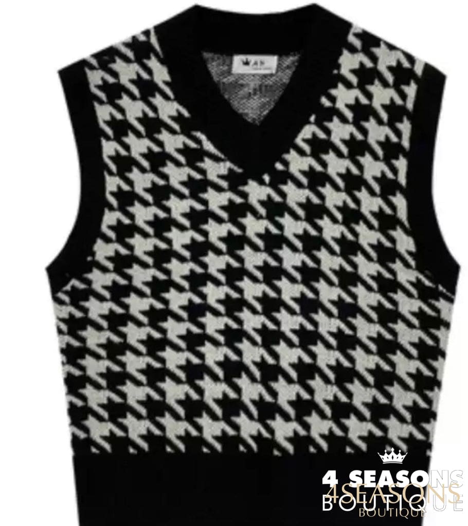 Colete Pied Poule Xadrez Preto Animale - 4 Seasons Boutique