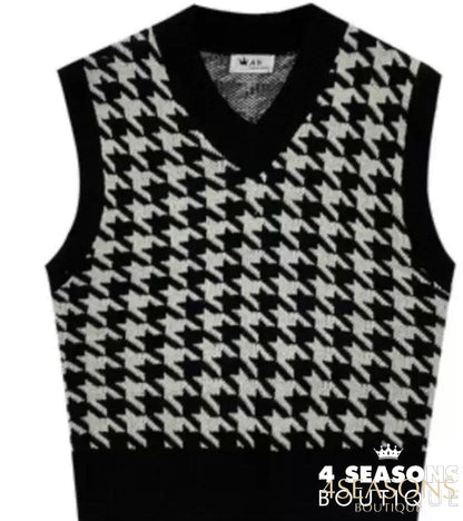 Colete Pied Poule Xadrez Preto Animale - 4 Seasons Boutique