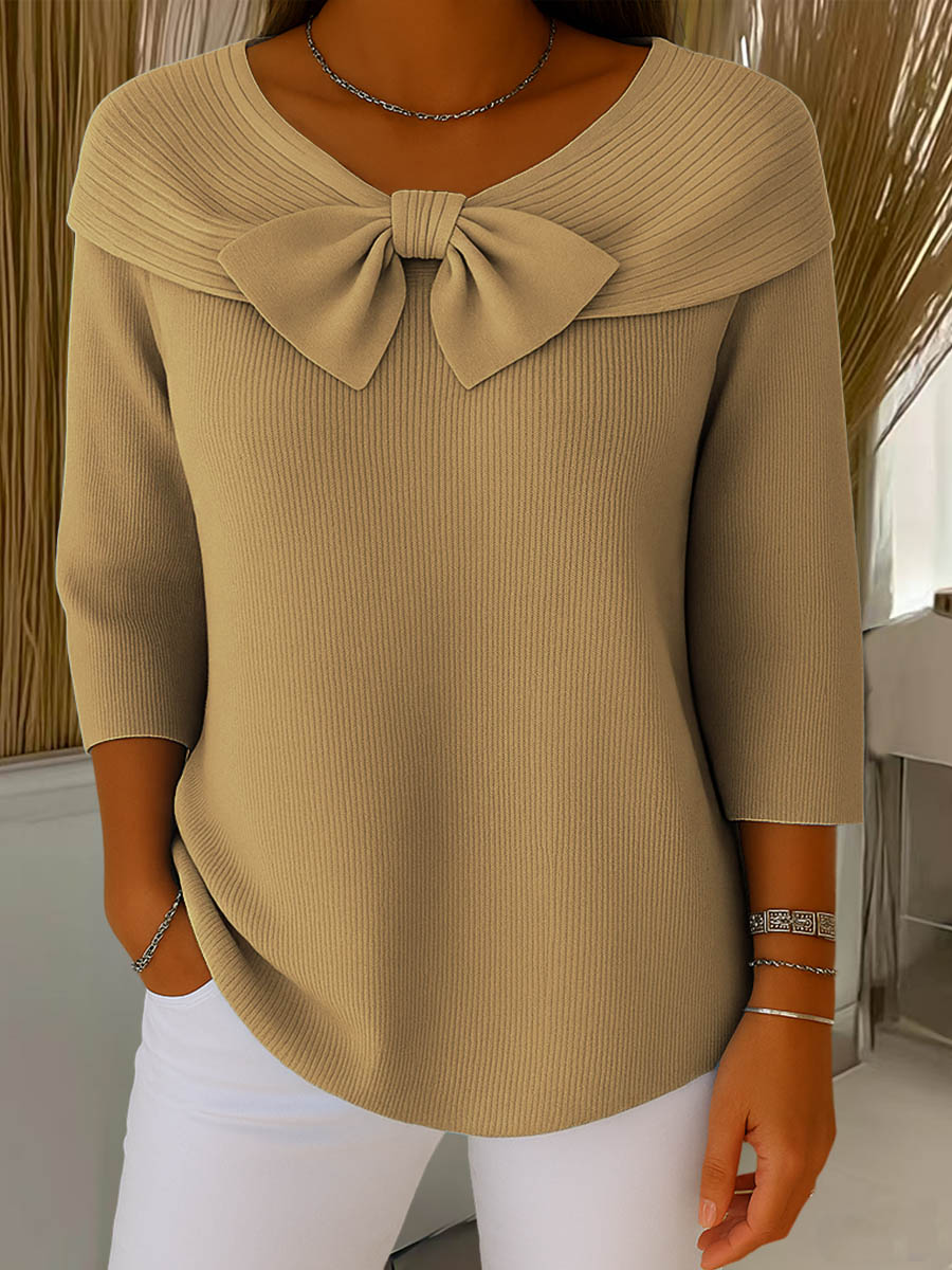 Helen™ – Elegant Knitted Jumper with Bow Detail