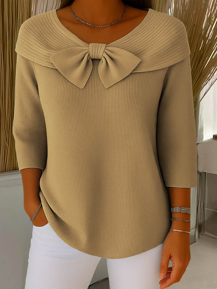 Helen™ – Elegant Knitted Jumper with Bow Detail