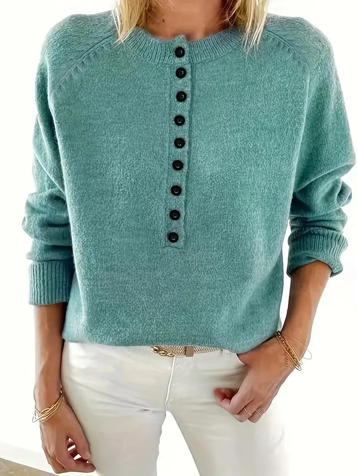 Caroline - Solid Pullover with Half Button Placket