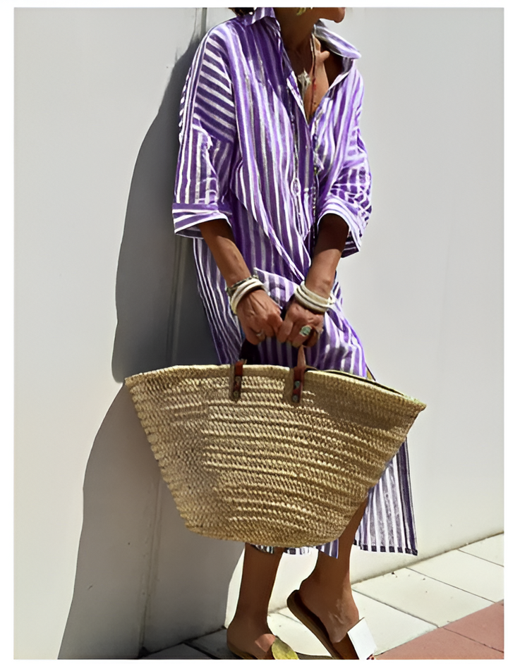 Grace | Elegant Striped Shirt Dress