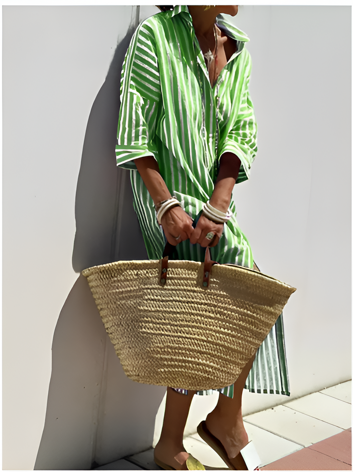 Grace | Elegant Striped Shirt Dress