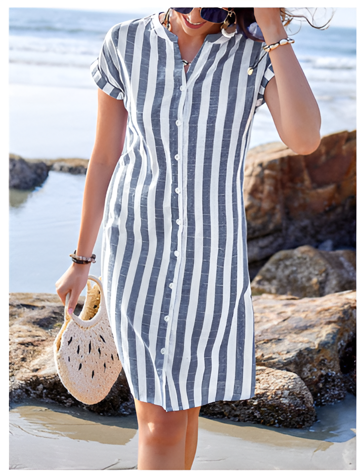 Marthe | Elegant Striped Shirt Dress