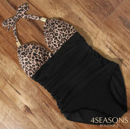 Maiô Ângeles Preto Com Leopardo / P