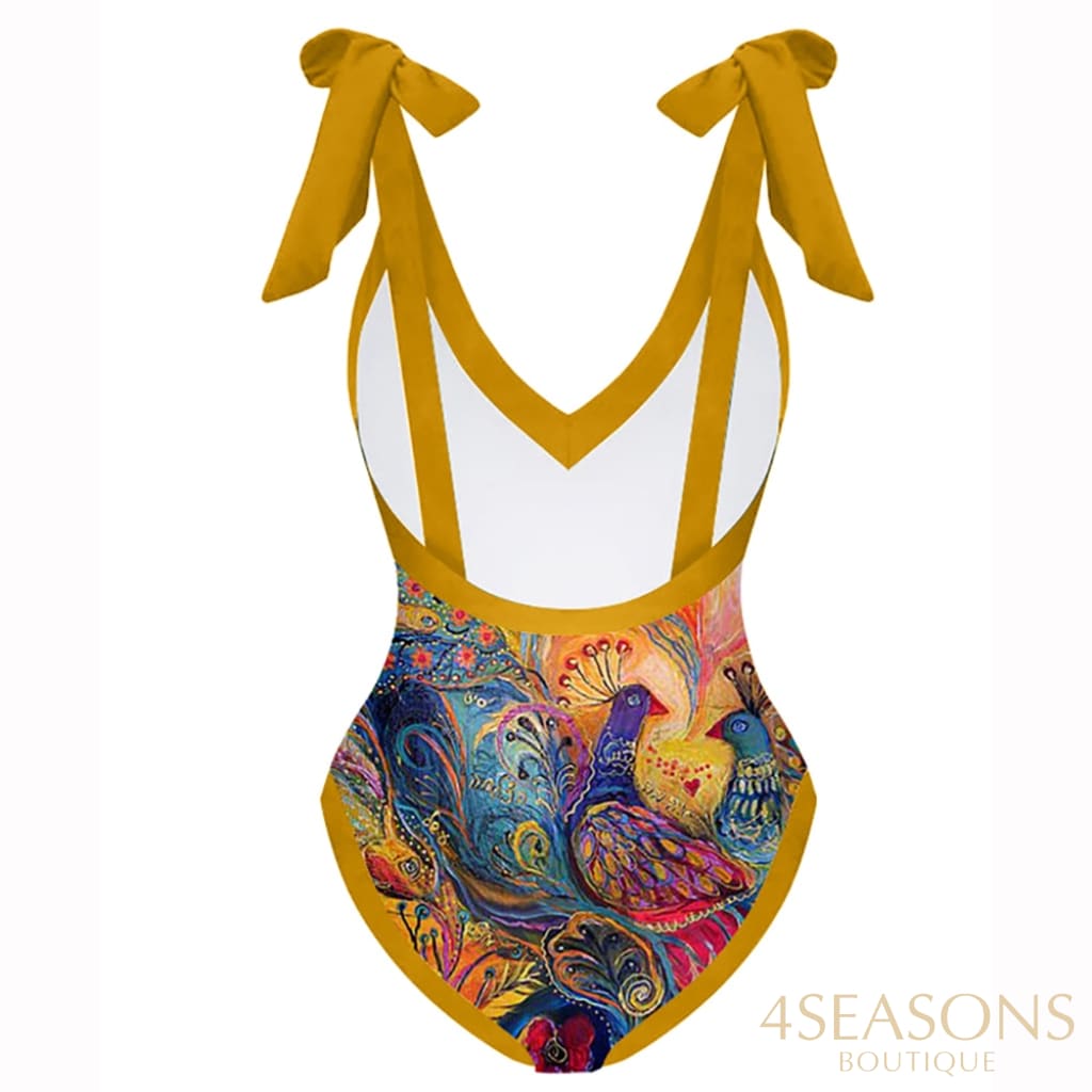 Swimwear 2022 New Retro One-Piece Swimsuit And Cover Up Women Bathing Suit Sexy Printed Bikini