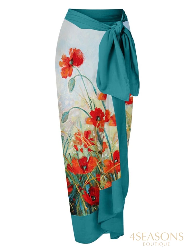 Sexy Deep V Vintage Flower Print One-Piece Swimsuits And Cover Ups Womens Bathing Suit Summer