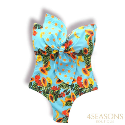 2022 New One Piece Swimsuit Print Backless Push Up Swimwear Women Beachwear Sexy Bodysuit Bathing
