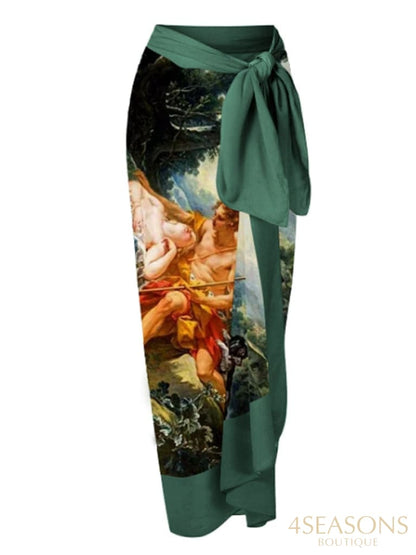 Vintage Print One Piece Swimsuits Micro Bikini And Beach Dress Triangle Swimwear Thong Bather Sexy