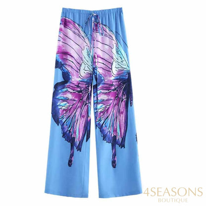 Solid Color Butterfly Print Swimsuit One-Shoulder Lace-Up One Piece Bikini Slim High Waist Suit