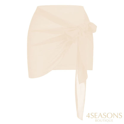 Printed Panel Chic One Piece Swimsuit And Coverup Bow Tie Strap Gathering Sexy Bikini High Waist