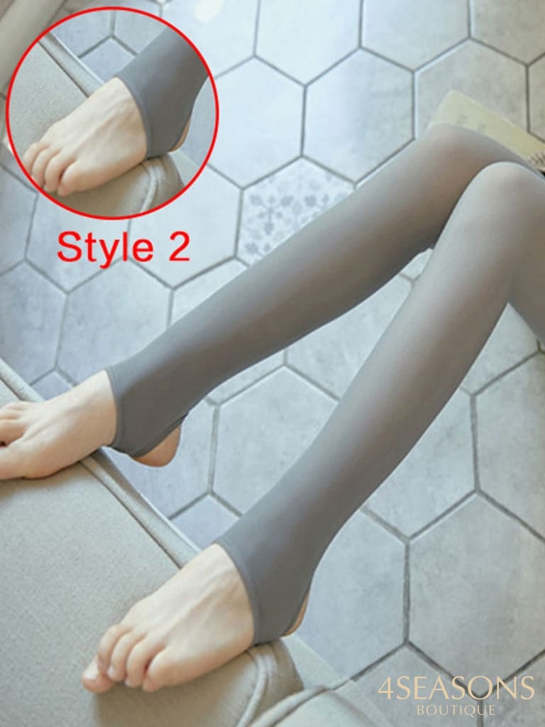 Meia Calça Forrada Em Lã Frozen Cinza / 220G De Malha